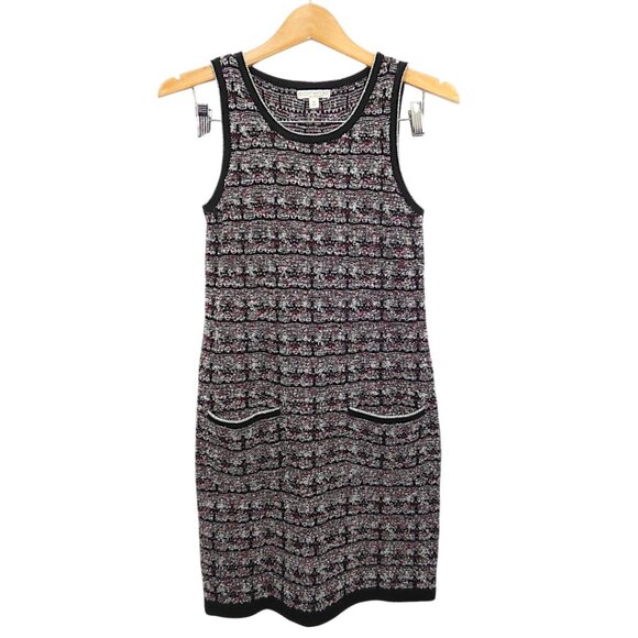Eva Mendes Black Red Tweed Knit Mini Shift Dress Mod Academia Preppy XS Metallic - Picture 5 of 8